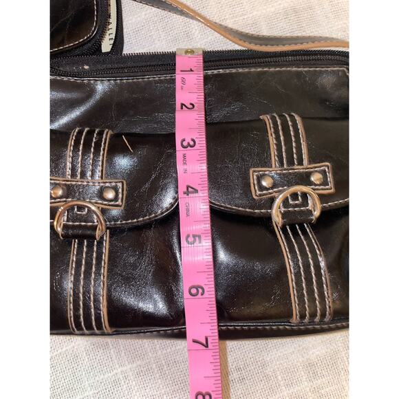 Rosetti black PVC handbag and matching ID wallet moto retro - Picture 6 of 11